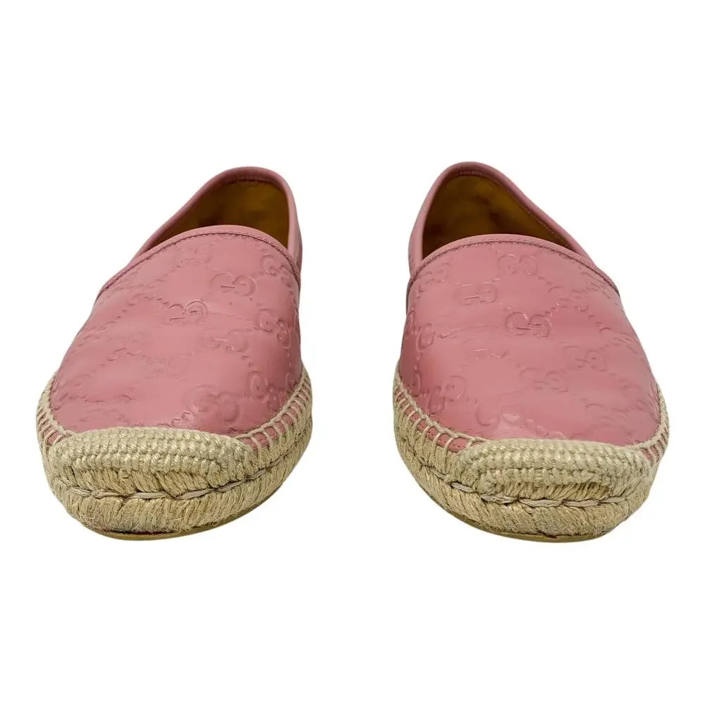 Gucci Guccissima Pink Leather GG Monogram Espadrille Flats EU 40